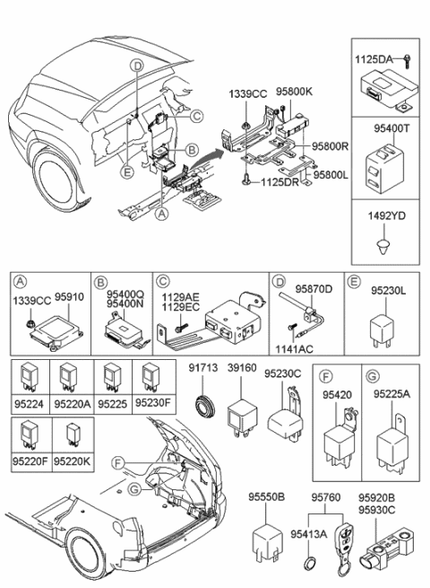 2005 Hyundai Tucson Module Assembly-ETACS & Receiver Diagram for 95400-2E122