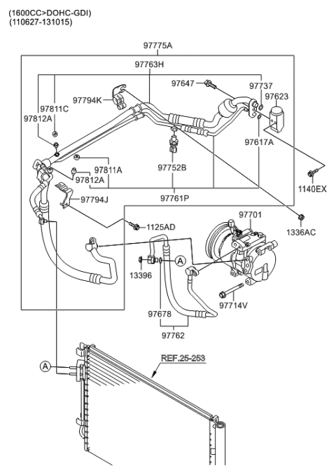 2011 Hyundai Veloster Air conditioning System-Cooler Line Diagram 1