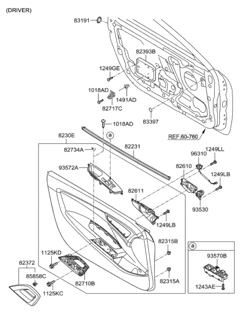 2013 Hyundai Veloster Power Window Main Switch Assembly Diagram for 93570-2V005-4X