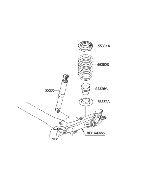2011 Hyundai Veloster Rear Shock Absorber Assembly Diagram for 55300-2V050