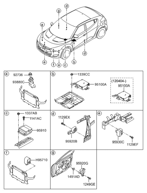 2011 Hyundai Veloster Sensor Assembly-Side Impact,Front Diagram for 95920-1R200