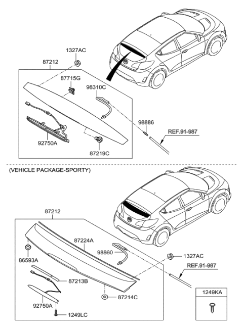 2011 Hyundai Veloster Rear Washer Nozzle Assembly Diagram for 98930-2V500