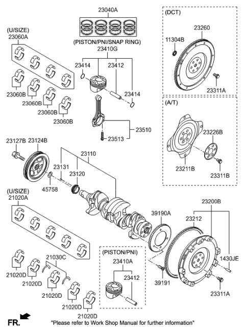 2011 Hyundai Veloster Crankshaft Assembly Diagram for 23110-2B610