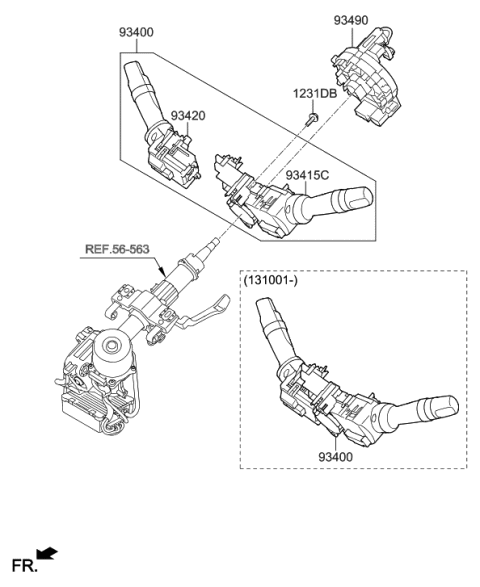 2012 Hyundai Veloster Switch Assembly-Wiper & Washer Diagram for 93420-2V050