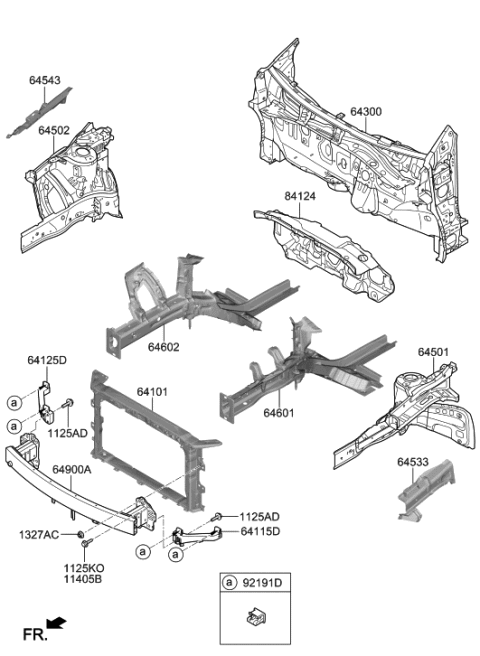 2019 Hyundai Elantra Carrier Assembly-Front End Module Diagram for 64101-F3500