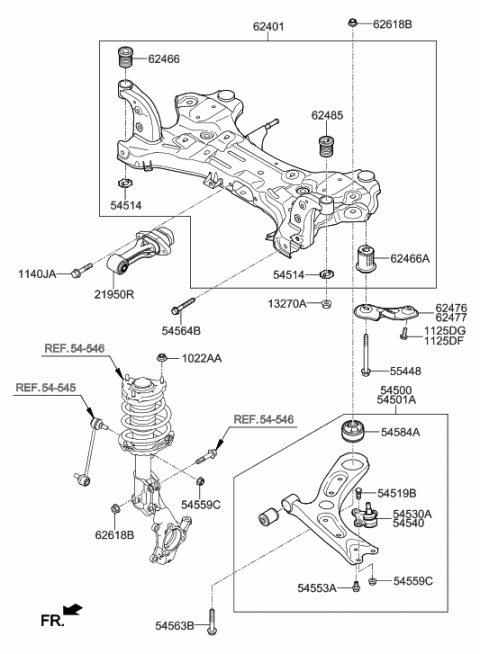 2019 Hyundai Elantra Bushing-Crossmember Mounting Diagram for 62486-F2000