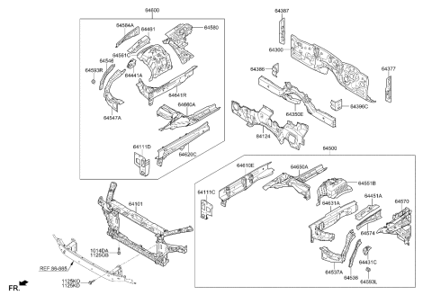 2015 Hyundai Genesis Carrier Assembly-Front End Module Diagram for 64101-B1001