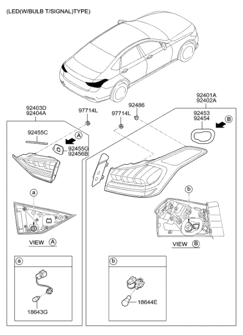 2015 Hyundai Genesis Lamp Assembly-Rear Combination,RH Diagram for 92404-B1030