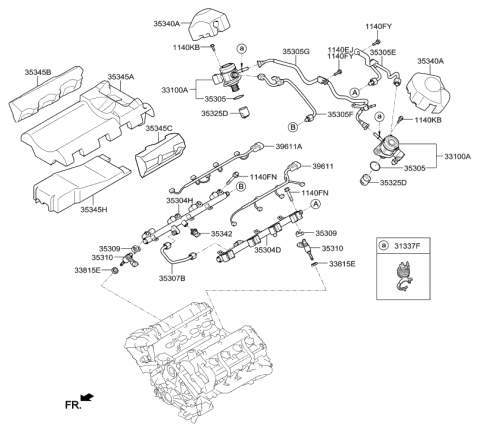2015 Hyundai Genesis Throttle Body & Injector Diagram