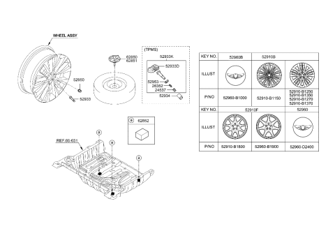 2014 Hyundai Genesis Wheel & Cap Diagram