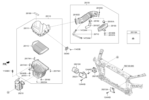 2014 Hyundai Genesis Cleaner Assembly-Air,LH Diagram for 28121-B1000