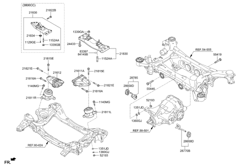2015 Hyundai Genesis Engine & Transaxle Mounting Diagram