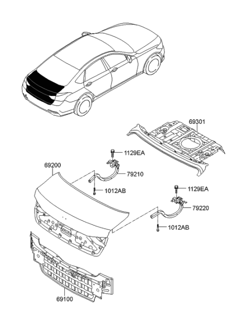 2016 Hyundai Genesis Back Panel & Trunk Lid Diagram