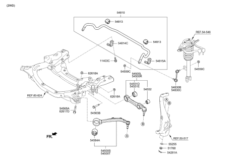 2015 Hyundai Genesis Front Suspension Control Arm - Diagram 1