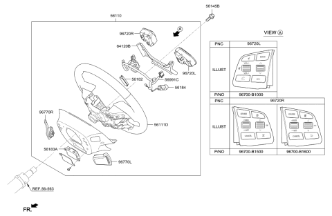 2015 Hyundai Genesis Steering Switch Assembly, Right Diagram for 96700-B1600-4X
