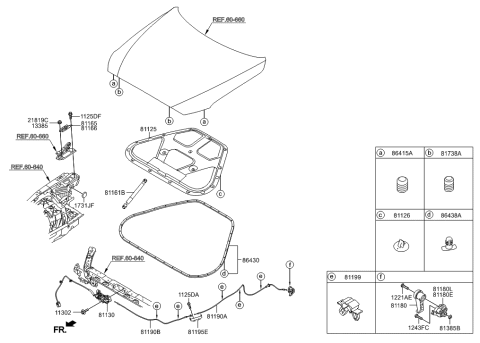 2015 Hyundai Genesis Base Assembly-Hood Latch Release Diagram for 81180-G2000