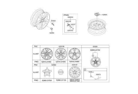 2016 Hyundai Veloster Wheel & Cap Diagram