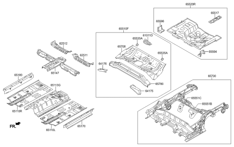 2017 Hyundai Veloster Panel Assembly-Center Floor Side,L Diagram for 65110-2V011