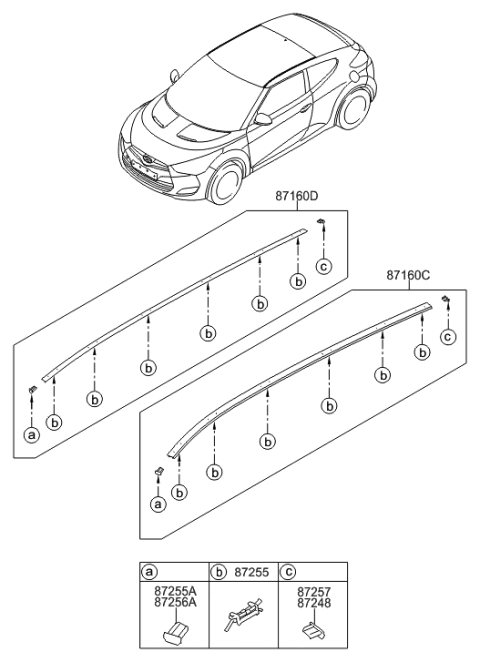 2016 Hyundai Veloster Roof Garnish & Rear Spoiler Diagram 1