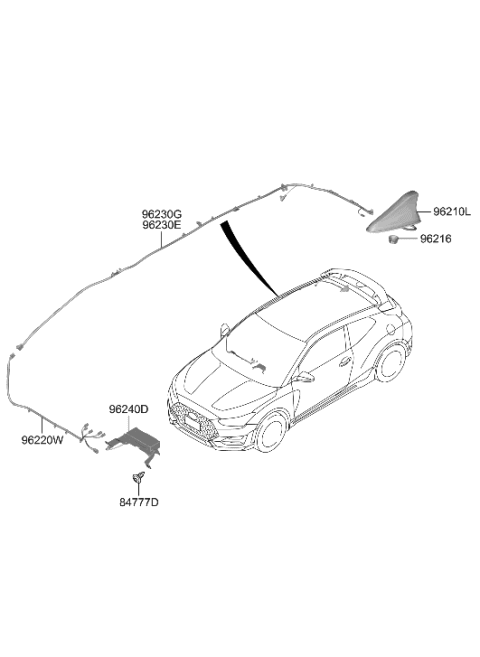 2021 Hyundai Veloster N Antenna Assembly-Combination Diagram for 96210-K9600-MFR