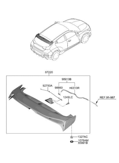 2020 Hyundai Veloster N Roof Garnish & Rear Spoiler Diagram 2