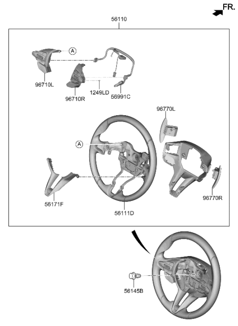 2019 Hyundai Veloster N Steering Remote Control Switch Assembly,Right Diagram for 96720-S0060-YPN