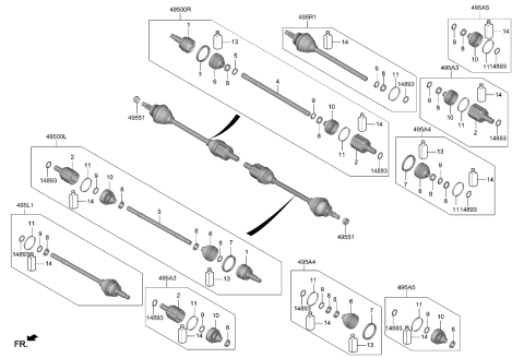 2023 Hyundai Genesis Electrified G80 SHAFT ASSY-DRIVE,LH Diagram for 49500-JI000