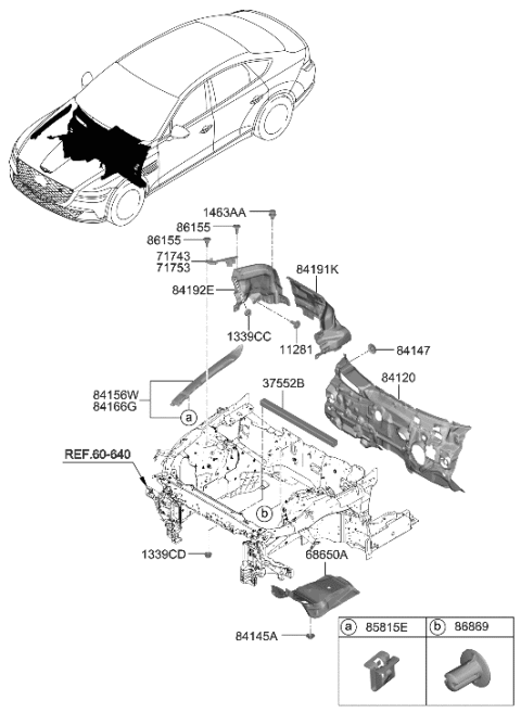 2023 Hyundai Genesis Electrified G80 TUNNEL INSULATOR Diagram for 84114-JI000