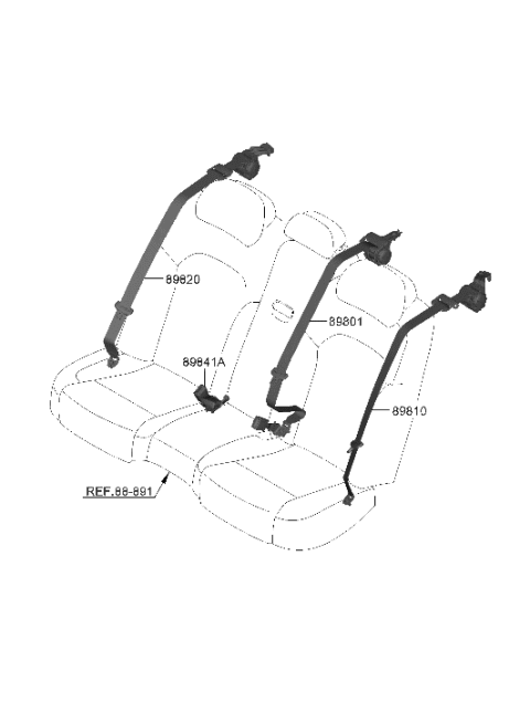 2018 Hyundai Accent S/BELT ASSY-RR,RH Diagram for 89820-JI500-NNB