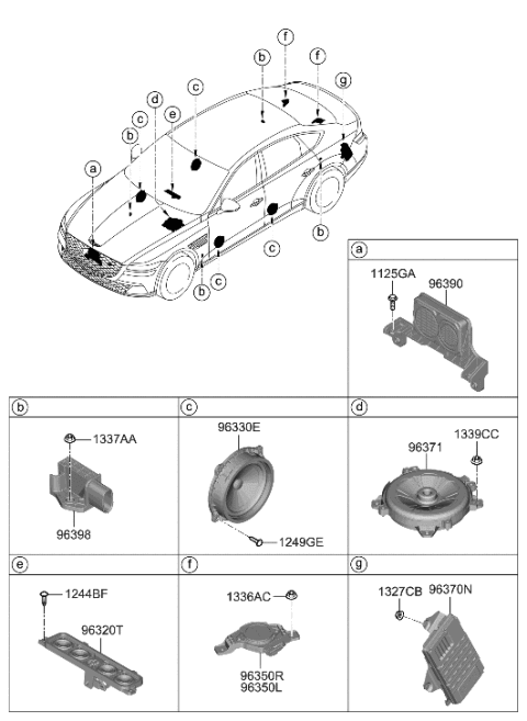 2023 Hyundai Genesis Electrified G80 SPEAKER ASSY-RR,LH Diagram for 96360-T1500