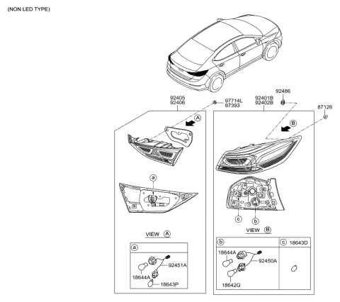 2016 Hyundai Elantra Lamp Holder And Wiring, Interior, Rear Diagram for 92470-F2120