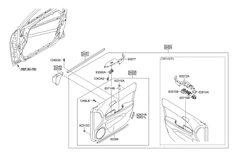 2010 Hyundai Elantra Touring Switch Assembly-Outside Mirror Control Diagram for 93540-2L100