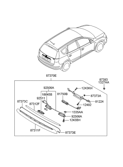 2010 Hyundai Elantra Touring Back Panel Garnish Diagram