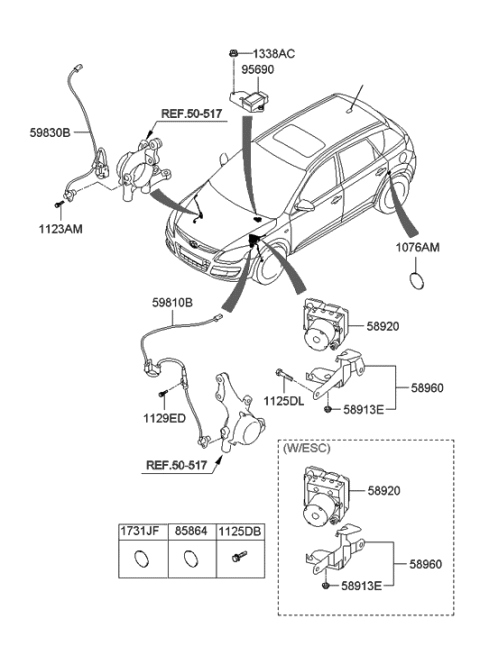 2009 Hyundai Elantra Touring Sensor Assembly-Front ABS.LH Diagram for 59810-2L300