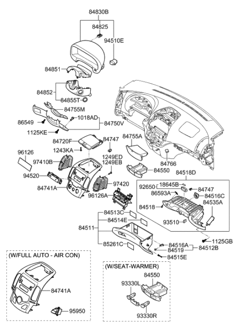 2008 Hyundai Elantra Touring Crash Pad Diagram 2