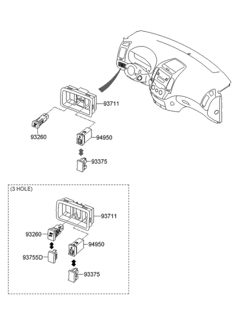 2010 Hyundai Elantra Touring Rheostat Assembly-Illumination Control Diagram for 94950-2L000-WK