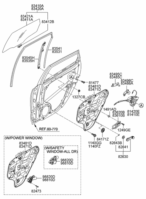 2011 Hyundai Elantra Touring Rear Right-Hand Door Module Panel Assembly Diagram for 83481-2L210