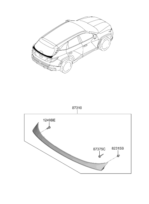 2023 Hyundai Tucson Hybrid Back Panel Moulding Diagram