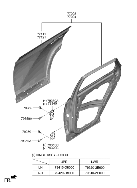 2001 Hyundai Elantra Panel Assembly-Rear Door,LH Diagram for 77003-N9000