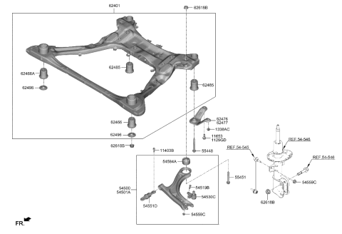 2022 Hyundai Tucson Front Suspension Crossmember Diagram