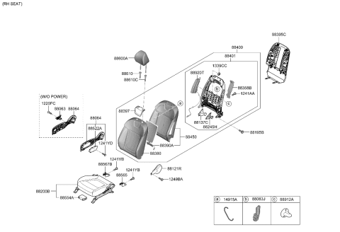 2023 Hyundai Tucson Hybrid Front Seat Diagram 1