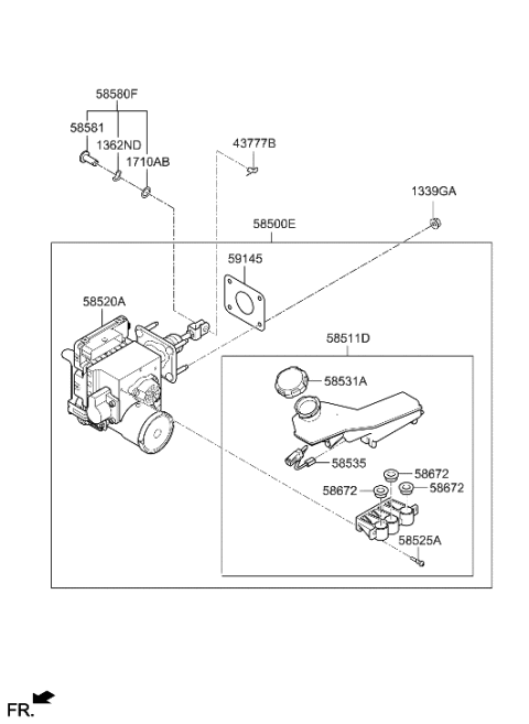 2022 Hyundai Tucson Brake Master Cylinder & Booster Diagram