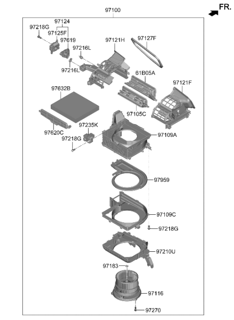 2022 Hyundai Tucson Case-Blower,UPR Diagram for 97114-N9000