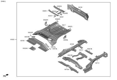 2001 Hyundai Elantra MEMBER ASSY-RR FLOOR FR CROSS Diagram for 65610-P0400