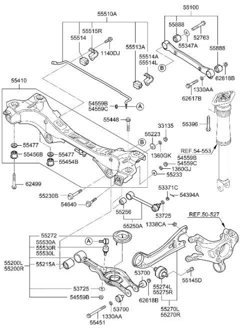 2011 Hyundai Sonata Hybrid Arm & Bush Assembly-Suspension Upper Diagram for 55100-3R000