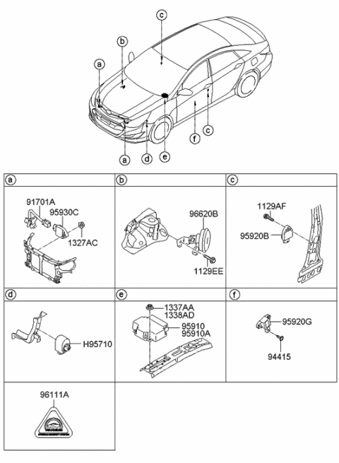 2013 Hyundai Sonata Hybrid Module Assembly-Air Bag Control Diagram for 95910-4R010