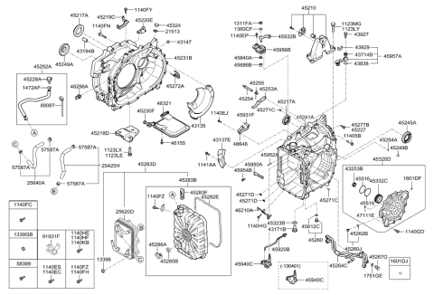 2011 Hyundai Sonata Hybrid Lever-Automatic Transaxle Manual Control Diagram for 45932-3B600