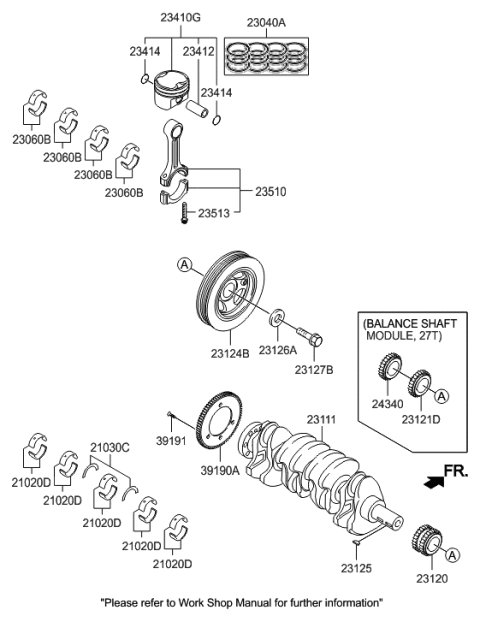 2014 Hyundai Sonata Hybrid Ring Set-Piston Diagram for 23040-2C250