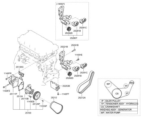 2014 Hyundai Sonata Hybrid Pump Sub Assembly-Coolant Diagram for 25110-2G800
