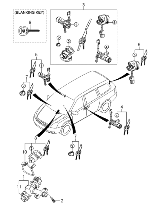 2006 Hyundai Entourage Key Set Diagram